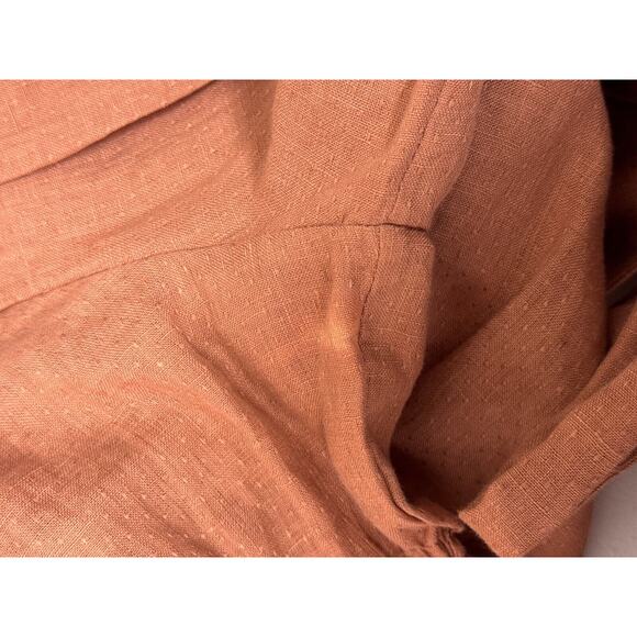 Kara Thoms Dress Medium Women Pink Swiss Dot Linen Open Back Flutter Sleeve Mini - Picture 9 of 9